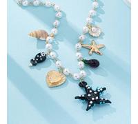 Peach Accessories Starfish And Mermaid Dreams Necklace In Black Black One Size