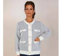 Peach Accessories Striped Cardigan With Gold-Trimmed Pearl In White White One Size