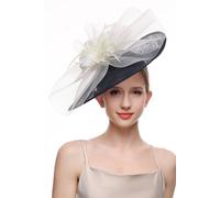 PEACH ACCESSORIES Women's Azure Majesty the Elegance & Grandeur Fascinator Hat in Navy PEACH ACCESSORIES Navy One Size