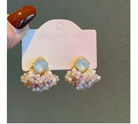 PEACH ACCESSORIES Women's Beaded Stud Earrings with Shimmering Gemstone in Pale Pink PEACH ACCESSORIES Pale Pink One Size