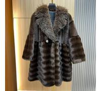 PEACH ACCESSORIES Women's Chocolate Faux Fur Mid Length Winter Coat
