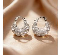 PEACH ACCESSORIES Women's Crystal Jewelled Crescent Hoops Earrings in Silver PEACH ACCESSORIES Silver One Size
