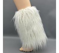PEACH ACCESSORIES Women's Fuzzy Fur Faux Leg Warmers in White PEACH ACCESSORIES White One Size