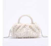 PEACH ACCESSORIES Women's Pearl Handle Sequin Ivory Clutch Bag PEACH ACCESSORIES Ivory One Size