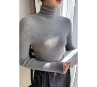 PEACH ACCESSORIES Women's Soft Knit Turtleneck Sweater in Grey