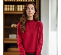 PEACH ACCESSORIES Women's Soft Long Sleeve Textured Sweater in Red