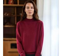 PEACH ACCESSORIES Women's Soft Long Sleeve Textured Sweater in Wine