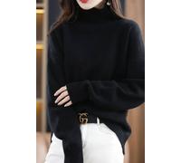 PEACH ACCESSORIES Women's Ultra Soft Roll Neck Jumper in Black