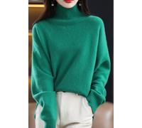 PEACH ACCESSORIES Women's Ultra Soft Roll Neck Jumper in Green