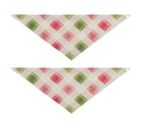 Peach and Green Buffaloo Plaid Check Dog bandanas bulk Unique Shape Adjustable Fit Pet Scarf for Boy and Girl Cute Pet Holiday Set for Dogs Cats L