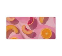 Peach and Orange Slices Desk Mat with Stitched Edges, Rubber Mouse Mat for Keyboard Mats Non-Slip Waterproof Desk Pad Office Supplies Large Gaming Mouse Pad for Home Work