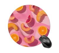 Peach and Orange Slices Mouse Pad, 7.8 Inch Portable Round Mouse Mat with Non-Slip Rubber Base & Smooth Surface, Waterproof Mousepad for Gaming Office & Home