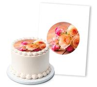 Peach And Pink Roses Floral Design, 1 Icing Sheet 5" Round Cake Topper
