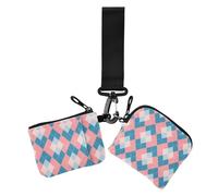 Peach and Purple Checkerboard Dual Wristlet Wallets for Women Cute Fashion Zipper Coin Purse Wallet with Keychain for Daily Use 2 Packs, Peach and purple checkerboard, One Size, Casual
