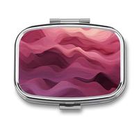 Peach and Purple Waves Pill Organizer Metal Pill Box - 2 Compartments, Sleek & Portable Medicine Case for Travel, Daily Use