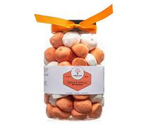 Peach and Vanilla Flavoured Marshmallow Balls in a Ribbon Gift Jar, 600 g. Assorted Fruit Flavoured Orange and Cream Marshmallows Luxury Gift Selections By Mallow Tree