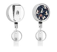 Peach and White Badge Reel Retractable Stainless Steel Badge Clip with Lanyard Cute Badges Reel Holder Heavy-Duty Nurse Doctor Name Tag Badges Clip for Work