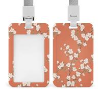 Peach and White Floral Vintage ID Badge Holder Retractable Clip Card Holder Card Protector Name Badge Name Tag for Work Office Doctor Nurse