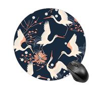 Peach and White Mouse Pad Round Laptop Mouse Mat Cute Computer Mousepad Keyboard Pad Non-Slip Desk Pads for Gaming Office Work Home