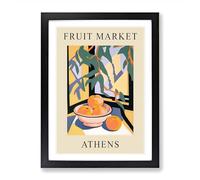 Peach Athens Fruit Market Exhibition Framed Print | A2 Black Framed Wall Art | Ready to Hang | Modern Food Picture | Living Room Bedroom Lounge Office
