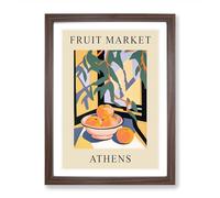 Peach Athens Fruit Market Exhibition Framed Print | A2 Walnut Framed Wall Art | Ready to Hang | Modern Food Picture | Living Room Bedroom Lounge Office