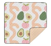 Peach Avocado Fruits Large Stylish Foldable Baby Play mat for Floor Cozy Breathable Foldable Activity Entertainment Mat for Babies Infants Toddlers, 50'' x 50''