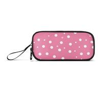Peach Background with White Spots on It Nylon Pencil Bags for Girls Large Capacity Pencil Case for Boys Stationery for School Teens