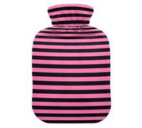 Peach Black Horizontal Strips Neon hot Waterbottle with Soft Cover, 2L Warm Compress for Arthritis,Arthritis,bolsas de agua Caliente para Dolores