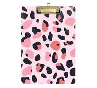 Peach Black Leopard Acrylic Paramedic clipboard Standard Letter A4 Size Plastic for Nursing Student Trade Quest Gold 12x9in Tabla para escribir con Clip