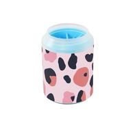 Peach Black Leopard Portable Paw Cleaner with Soft Silicone Brush Pets Bathing Brush for Small Medium Large Breed Dogs, Cats