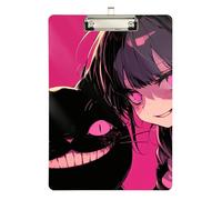 Peach Black Psycho Girl Binders clipboard Hard Board for Personalized clipboards for Teachers Size 9 x 12 Silver