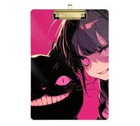 Peach Black Psycho Girl Binders clipboard Hard Board for Personalized clipboards for Teachers Size 9 x 12 Gold