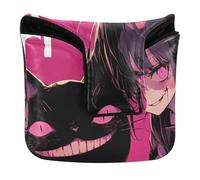 Peach Black Psycho Girl Golf Putter Covers Mallet with Magnetic Closure Putters Headcover for Most Brand PU Leather