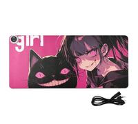Peach Black Psycho Girl Leather Heated Mouse Pad Gaming Mousepad 35.4 x 15.7 in Non Slip Office Table Pad for Home Office Desk Gaming,Study