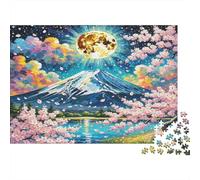 Peach Blossom 1000 Piece Adult Jigsaws: Cherry Blossoms at Mount Fuji Educational Games Suitable for Decompression 38x26cm/1000pcs