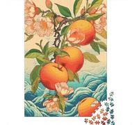 Peach Blossom Art 1000 Piece Jigsaw Puzzle Paper Jigsaw Puzzle for Adults Wave Pattern Scene Mindful Focus Home Gift 38x26cm/1000pcs