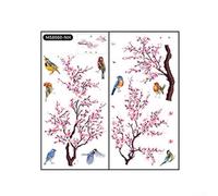 Peach Blossom Branch Bird PVC Wall Sticker for Living Room and Room, Suitable for Bar and Supermarket Entrance Walls, Waterproof and Easy to Apply
