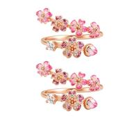 Peach Blossom Ring - Adjustable Rose Gold Open Ring, Cherry Blossom Jewelry Gift for Women (2pcs * Pink)