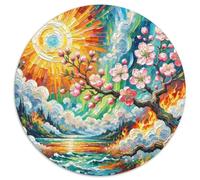 Peach Blossom -themed 1000-piece Round Puzzle Designed for Adults And Kids Alike | Stress Relief | Keep The Brain Active | 1000pcs (67.5x67.5cm)