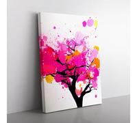 Peach Blossom Tree Splatter Vol.3 Canvas Wall Art Print Ready to Hang, Framed Picture for Living Room Bedroom Home Office Décor, 76x50 cm (30x20 Inch)