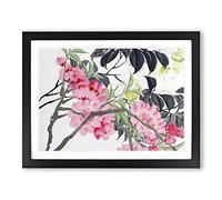 Peach Blossoms By Zhao Zhiqian Asian Japanese Framed Print | A4 Black Framed Wall Art | Ready to Hang | Asian Nature Picture | Living Room Bedroom Lounge Office