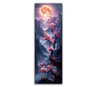 Peach Blossoms Diamond Art, Diamond Painting Moon, 5D Round Full Drill Crystal Art Kits for Beginner, DIY Rhinestone Embroidery Mosaic Kits for Adults for Home Wall Room Decor Large 300x100cm F1-906