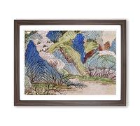 Peach Blossoms In The Spring By Qiu Ying Asian Japanese Framed Wall Art Print, Ready to Hang Picture for Living Room Bedroom Home Office Décor, Walnut A3 (46 x 34 cm)