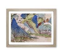 Peach Blossoms In The Spring By Qiu Ying Asian Japanese Framed Wall Art Print, Ready to Hang Picture for Living Room Bedroom Home Office Décor, Oak A2 (64 x 46 cm)