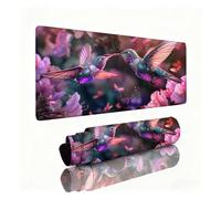 Peach Blossoms Mouse Mat Butterfly Gaming Mouse Pad Desk Pad 1600x800x3mm, Non-Slip Desk Mat Large, Waterproof Soft Cloth, Durable Stitched Edges, Table Protector for Office and Home, Gifts 0B-916