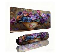 Peach Blossoms Mouse Mat Purple Mouse Pad Desk Mat 700x300x3mm, Table Mats, Soft Smooth Surface and Anti-Slip Rubber Base, Improved Precision and Speed, Desk Accessories for Men Laptop, Office 0B-313