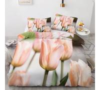 Peach Blossoms Super King Duvet CoverButterfly Bedding Set 3 Pieces - 110gsm Soft Brushed Microfiber Quilt Cover, Bed Set with 2 Pillowcases 50x75 cm, Zipper Closure -Kg2712