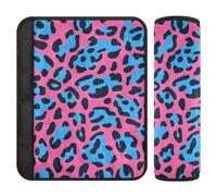 Peach Blue Animal Leopard Print Fur 2 Pack Belt Strap Covers More Comfort Driving for SUV forro para cinturon de segurida