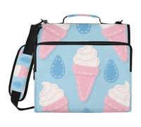 Peach Blue Cartoon Ice Cream 1.5 Inch 3 Ringing Binder with Zipper with Handle and Removable Shoulder Strap Includes Zip Pocket School Supplies Organizer Suitable for Middle School Organizador de