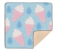 Peach Blue Cartoon Ice Cream Cute Foldable Baby Play mat for Indoor Outdoor Non-Toxic Foldable Newborns Kicking Mat for Newborns Babies Infants Toddlers, 50'' x 50''